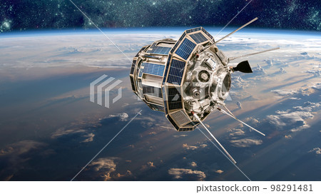 Space satellite over the planet earth Space satellite over the planet earth 98291481