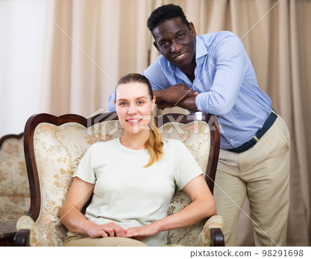 Portrait of positive couple at home 98291698