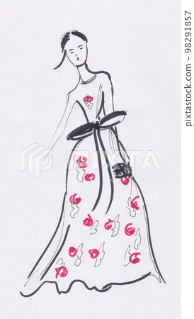 fashion model in fancy dress - Stock Illustration [98291857] - PIXTA