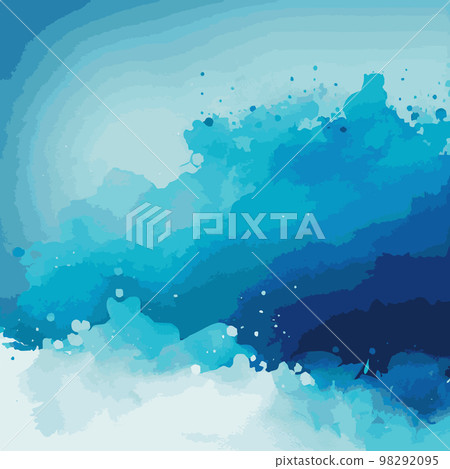 Realistic blue watercolor texture on white background - Vector Realistic blue watercolor texture on white background - Vector 98292095