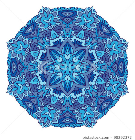Medallion with flowers in blue colors Medallion with flowers in blue colors 98292372
