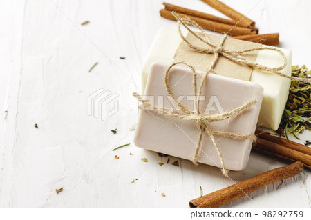 handmade soap with cinnamon on the table 98292759