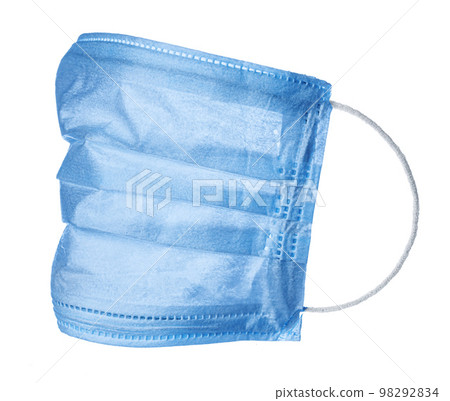 Blue medical face masks isolated on white 98292834