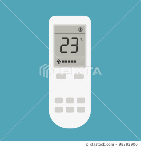 Flat design illustration of air conditioner remote control with display and buttons, vector 98292900