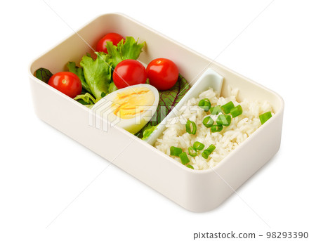 Healthy food delivery in take away box isolated on white background 98293390