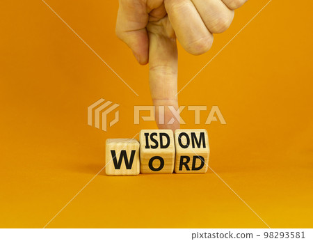 Wisdom word symbol. Concept words Wisdom word on wooden cubes. Businessman hand. Beautiful orange table orange background. Business and wisdom word concept. Copy space. Wisdom word symbol. Concept words Wisdom word on wooden cubes. Businessman hand. Beautiful orange table orange background. Business and wisdom word concept. Copy space. 98293581