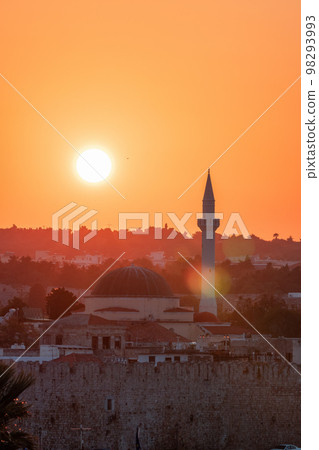 Mosque in City on the Mediterranean Sea, Rhodes, Greece 98293993