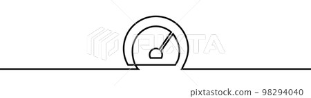 Speedometer shape drawing by continuos line, thin line design Speedometer shape drawing by continuos line, thin line design 98294040