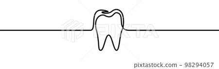 Tooth shape drawing by continuos line, thin line design Tooth shape drawing by continuos line, thin line design 98294057