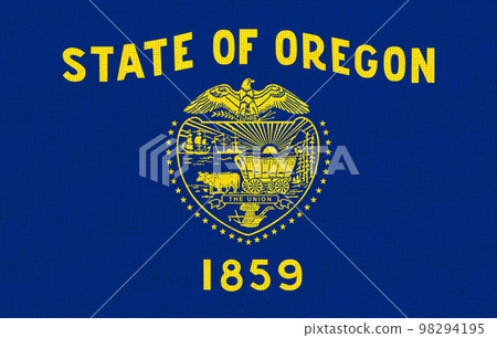 Flag of American state Oregon on textured surface. Symbol of Oregon Flag of American state Oregon on textured surface. Symbol of Oregon 98294195
