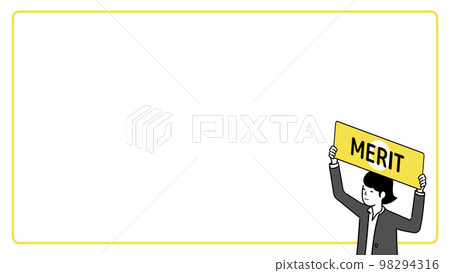 帶有功績標語牌、文本空間、矢量的女性插圖 98294316