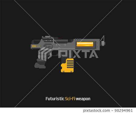 Futuristic Sci-Fi Pistol flat vector. Weapon. Gun. 98294961