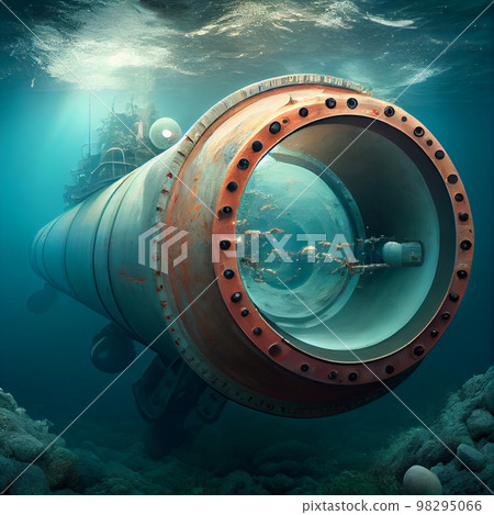 large diameter underwater pipeline for the transmission of gas and oil over long distances between continents 98295066