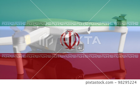 Double exposure of Iran flag and quadcopter drone aerial camera Double exposure of Iran flag and quadcopter drone aerial camera 98295224