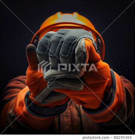 Protective gloves on the background of production. Work clothes. 98295365