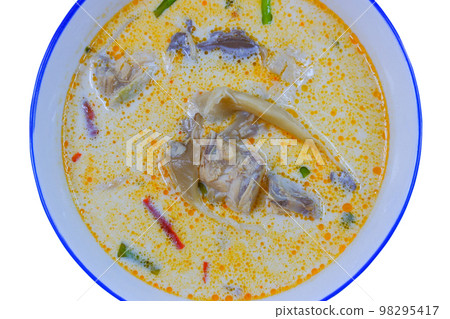 Thai food ,Thai Chicken Coconut Soup white background Thai food ,Thai Chicken Coconut Soup white background 98295417