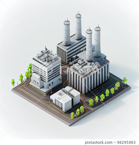 Thermal power plant. visualization 3d isometrical icon. 98295863