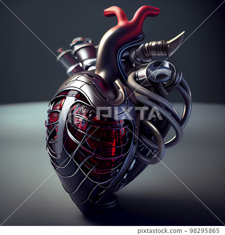 Futuristic bionic human heart prosthesis. 98295865