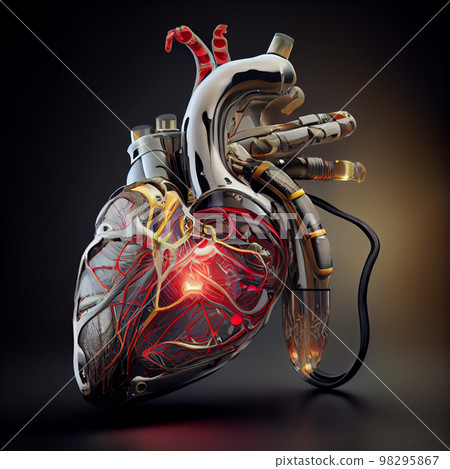 Futuristic bionic human heart prosthesis. 98295867