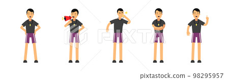 Fitness Trainer and Gym Coach with Whistle Vector Set 98295957