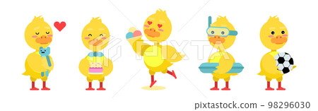 Cute Little Duckling with Yellow Feathers Engaged in Different Activity Vector Set Cute Little Duckling with Yellow Feathers Engaged in Different Activity Vector Set 98296030