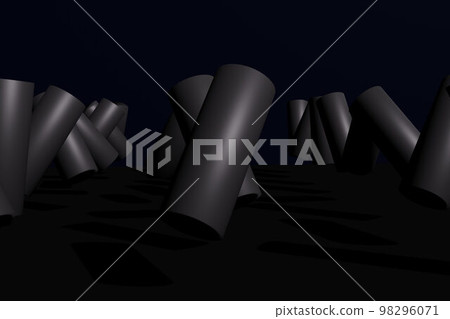 Cylinders on black background 98296071