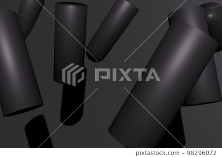 Cylinders on black background 98296072