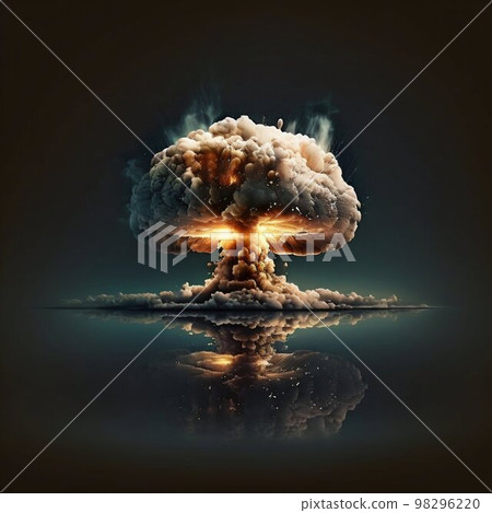 Nuclear explosion isolated on dark background  98296220