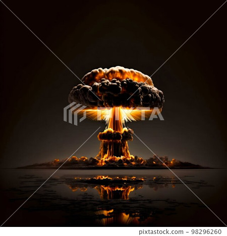 Nuclear explosion isolated on dark background Nuclear explosion isolated on dark background 98296260