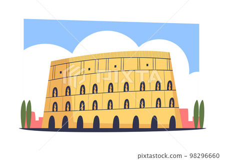 Colosseum Rome City Building in Italy Vector Illustration 98296660