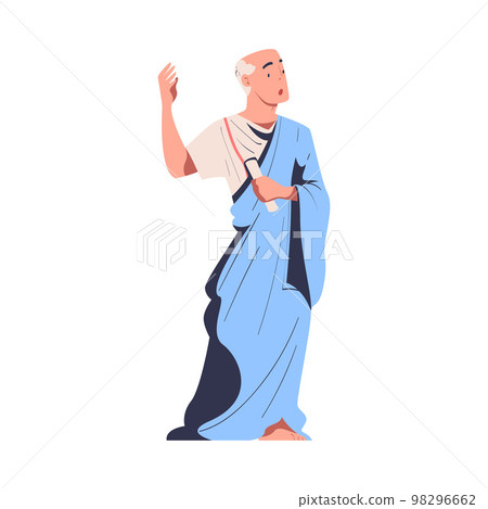 Roman Man in Traditional Clothes as Ancient Rome Citizen Vector Illustration 98296662