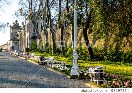 View of historical urban Gulhane Park in the Eminonu district of Istanbul. Topkapi Palace. Istanbul, Turkey. View of historical urban Gulhane Park in the Eminonu district of Istanbul. Topkapi Palace. Istanbul, Turkey. 98297874