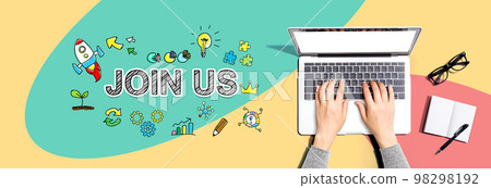 Join us with person using a laptop 98298192