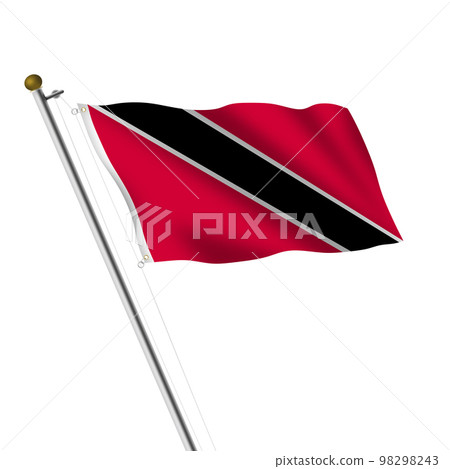 Trinidad and Tobago flagpole 3d illustration on white with clipping path 98298243