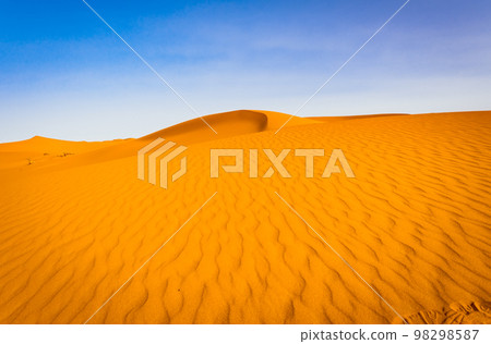 Majestic beautiful scene of Merzouga dunes of Sahara desert Morocco. 98298587