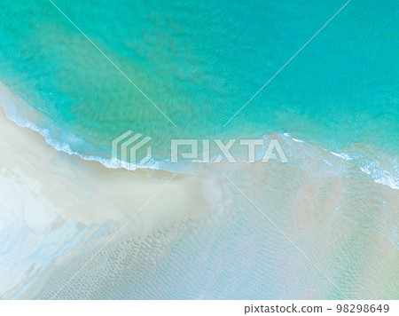 Sea surface aerial view,Bird eye view photo of waves and water surface texture,Turquoise sea background, Beautiful nature Amazing view sea background 98298649