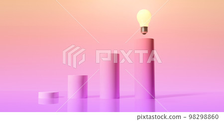 Idea light bulbs on the podiums - 3D Idea light bulbs on the podiums - 3D 98298860