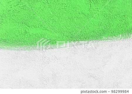 Wall two tone colors: green verdant and white paint on concrete surface design abstract texture background blank empty 98299984