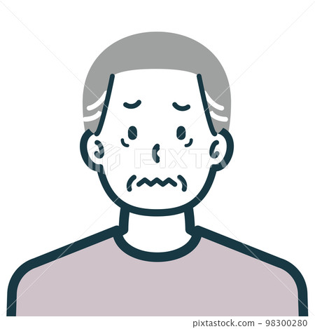 Bust shot of a scared plainclothes senior man Bust shot of a scared plainclothes senior man 98300280