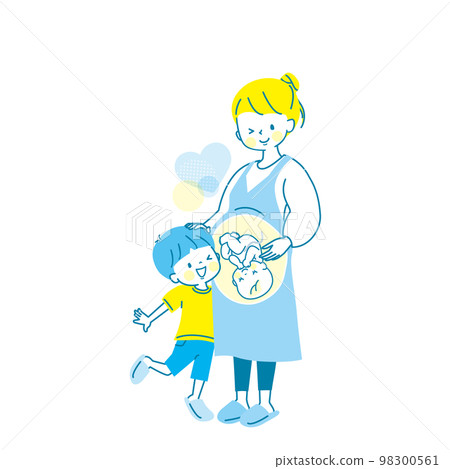 Vector illustration material of mom and boy who can't wait to give birth 98300561