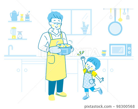 插圖集的父母和孩子做飯 98300568