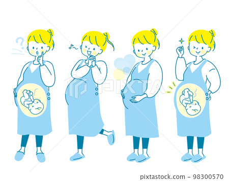 年輕孕婦的面部表情插圖集 98300570