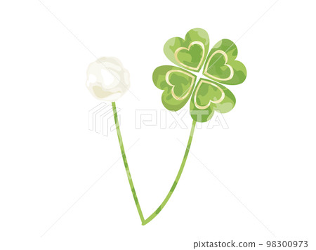 A hand-painted four-leaf clover and white clover illustration that is easy to use for illustrations A hand-painted four-leaf clover and white clover illustration that is easy to use for illustrations 98300973