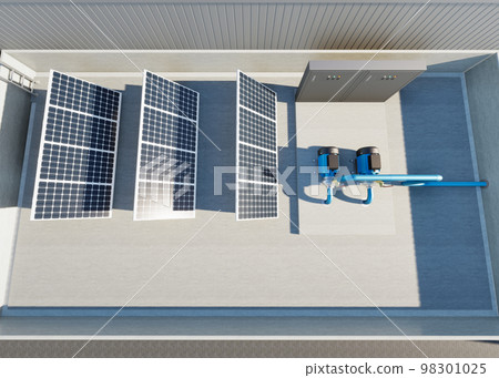 3d rendering of water pump station. 3d rendering of water pump station. 98301025