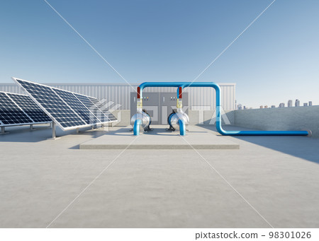 3d rendering of water pump station. 3d rendering of water pump station. 98301026