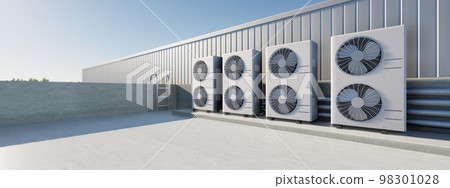 3d rendering of condenser unit or compressor. 3d rendering of condenser unit or compressor. 98301028