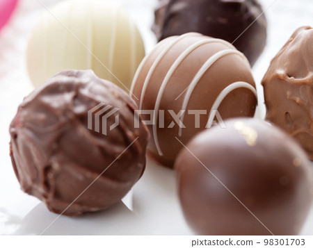 truffle chocolate on a plate truffle chocolate on a plate 98301703