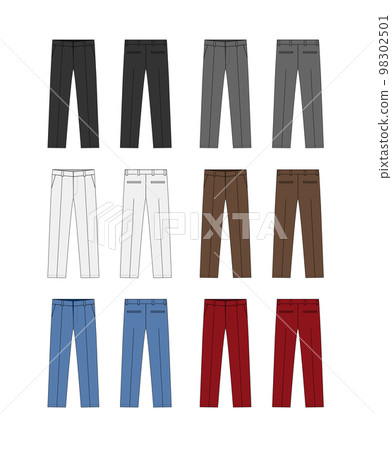 西裝褲(褲子)矢量模板插圖集(正面/背面) 西裝褲(褲子)矢量模板插圖集(正面/背面) 98302501