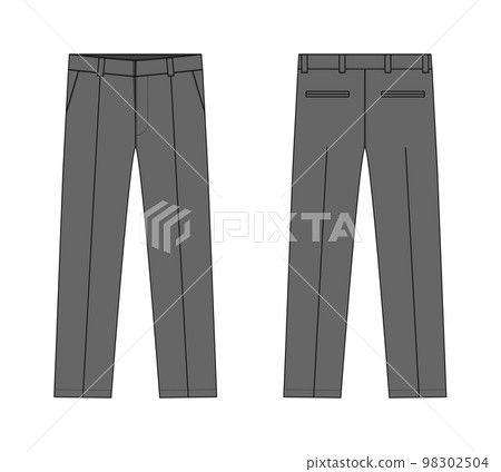 Business suit pants (pants) vector template illustration (front / back) | gray 98302504