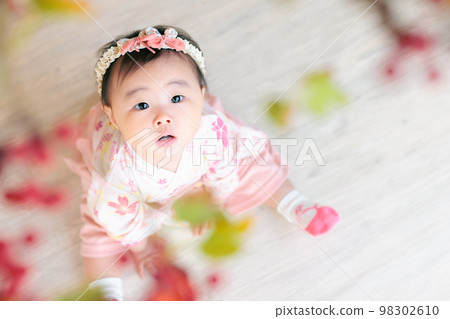 Baby in hakama romper 8 months old 98302610